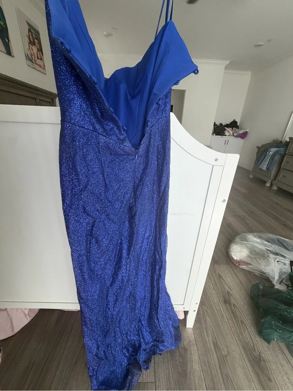 Sparkling Navy Blue Prom Gown with Sweetheart Bodice